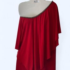 Cache Elegant Red One-Shoulder Blouse 2